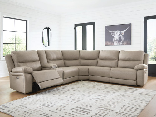 Ashley Brannigan Pebble 6-Piece Reclining Sectional with Storage Console