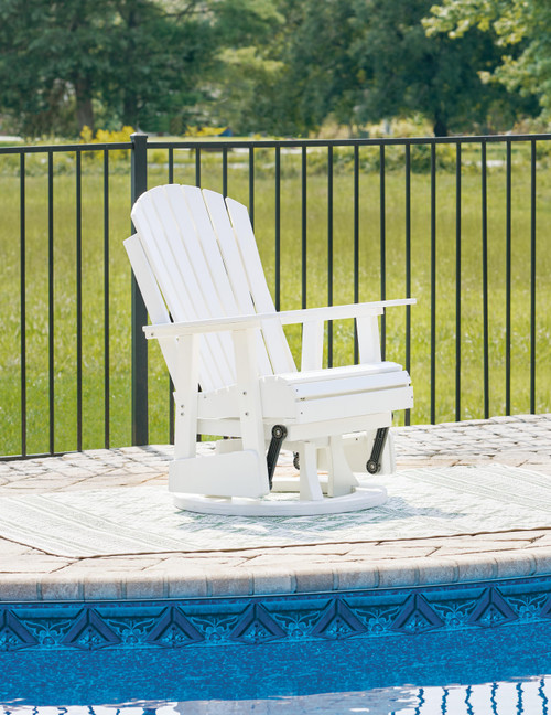 Ashley Hyland Wave White Outdoor Swivel Glider Chair