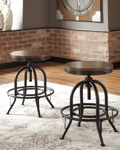 Ashley Valebeck Brown Black Counter Height Bar Stool (Set of 2)