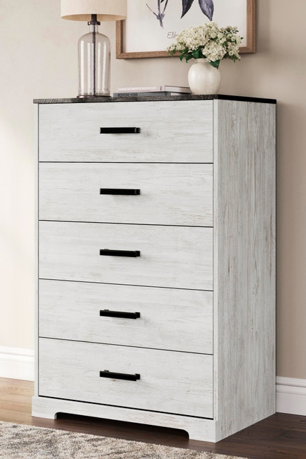 Ashley Shawburn Whitewash Charcoal Gray Chest of Drawers