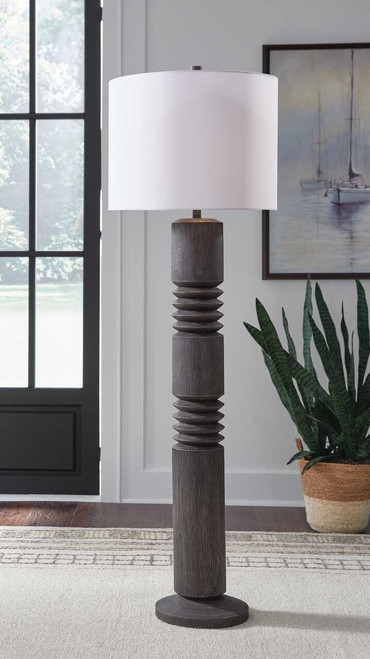 Ashley Fainwell Distressed Black Floor Lamp