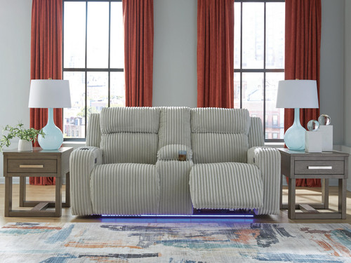 Ashley TwinBrooke Alloy Power Reclining Loveseat with Console