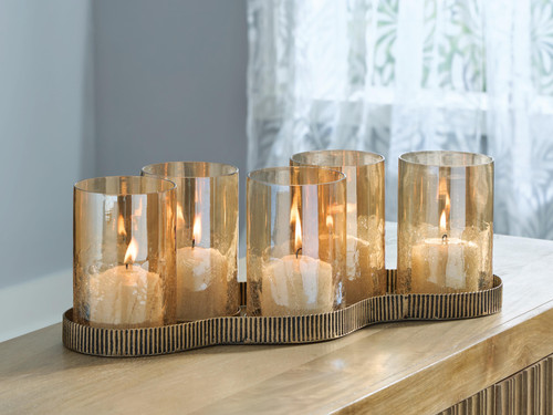 Ashley Evereton Antique Gold Finish Candle Holder