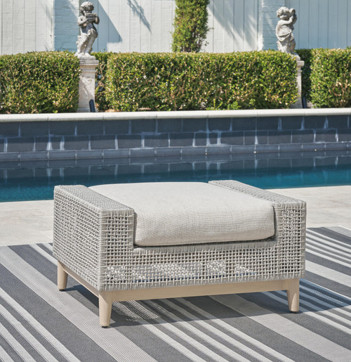 Ashley Seton Creek Gray Outdoor Ottoman with Cushion