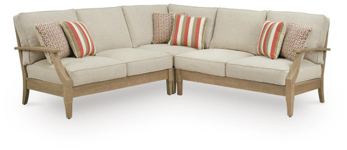 Ashley Clare View Beige 3-Piece Outdoor Sectional