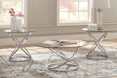 Ashley Hollynyx Chrome Finish Table (Set of 3)