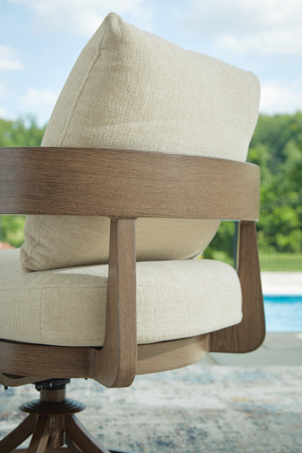 Ashley Serene Bay Dark Brown White Outdoor Swivel Dining Chair with Cushion (Set of 2)