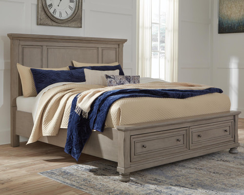 Ashley Lettner Light Gray Queen Panel Storage Bed