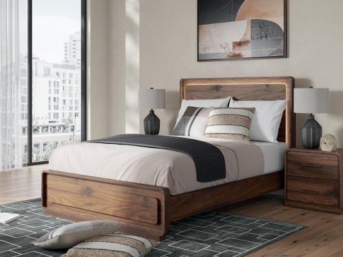 Ashley Hollinaze Walnut Brown Queen Panel Bed