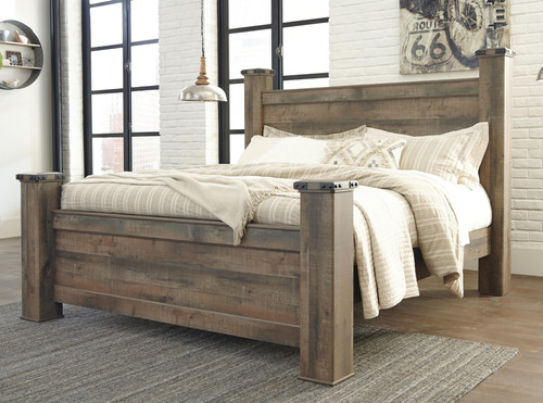 Ashley Trinell Brown King Poster Bed