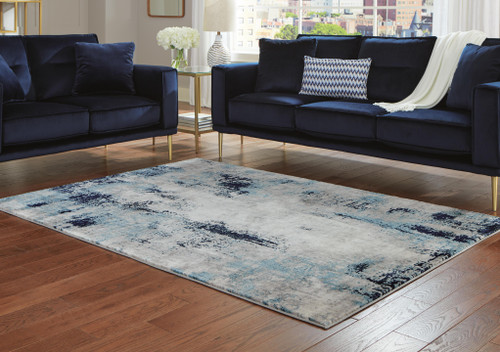 Ashley Leonelle Cream Blue Gray 5'3" x 7'3" Rug