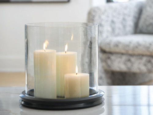 Ashley Saskia Clear Black Candle Holder