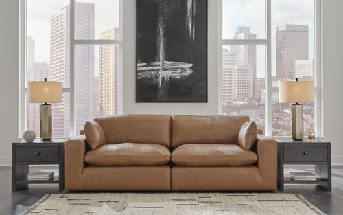 Ashley Emilia Caramel 2-Piece Sectional Loveseat