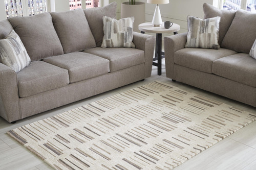 Ashley Leesdale Ivory Brown Black 5' x 7' Rug