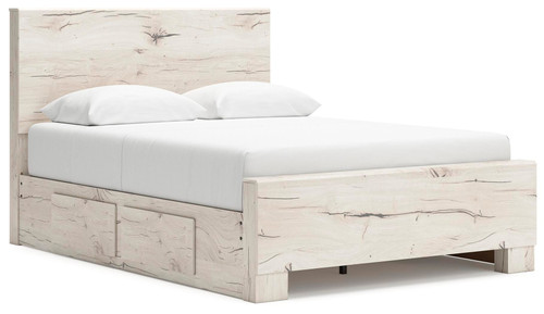 Ashley Lawroy Light Natural Queen Panel Bed with Storage B100/13/B2310/54/57/60(2)