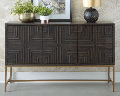 Ashley Elinmore Brown Gold Finish Accent Cabinet