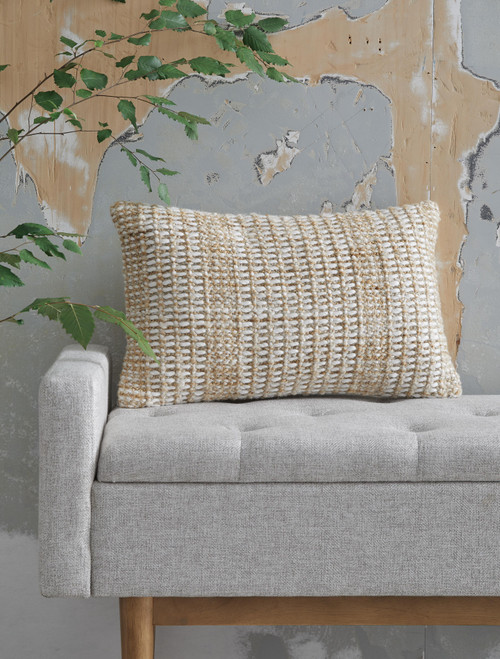 Ashley Hathby Tan White Pillow
