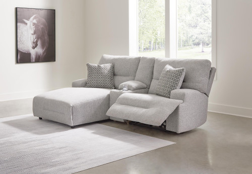 Ashley Acklen Place Pewter 3-Piece Power Reclining Sectional Sofa with Chaise 93605/57/62/79