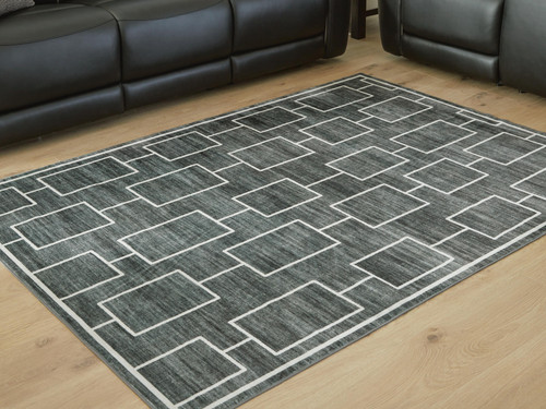 Ashley Elderland Black Gray Washable 5' x 7' Area Rug