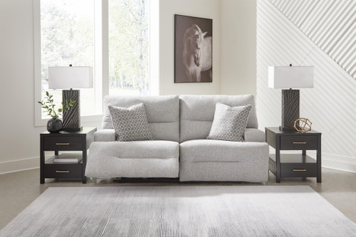 Ashley Acklen Place Pewter 2-Piece Power Reclining Sectional Loveseat