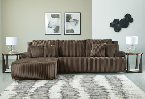 Ashley Top Tier Chocolate 3-Piece Reclining Sectional Sofa Chaise 92705/05/41/46