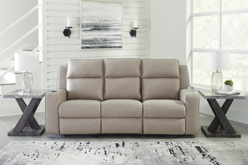 Ashley Lavenhorne Pebble Reclining Sofa with Drop Down Table