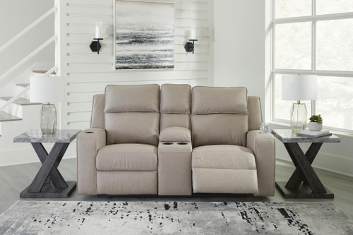 Ashley Lavenhorne Pebble Reclining Loveseat with Console