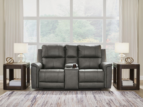 Ashley Beryton Anchor Power Reclining Loveseat with Console