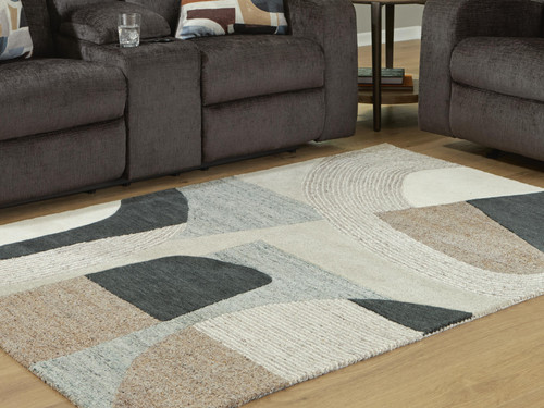 Ashley Edrickhill Grayish Teal Taupe Cream 5' x 7' Rug