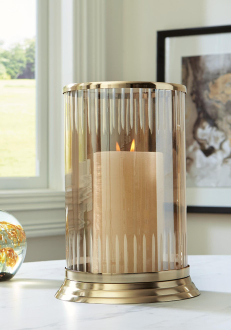 Ashley Aavinson Amber Gold Finish Candle Holder A2000688