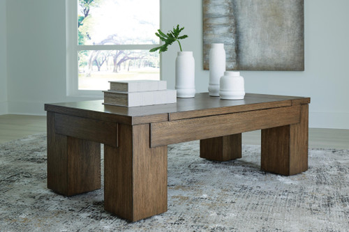 Ashley Rosswain Warm Brown Lift-Top Coffee Table