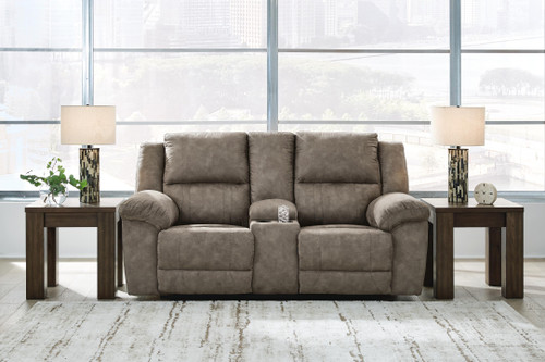 Ashley Laresview Fossil Reclining Loveseat with Console