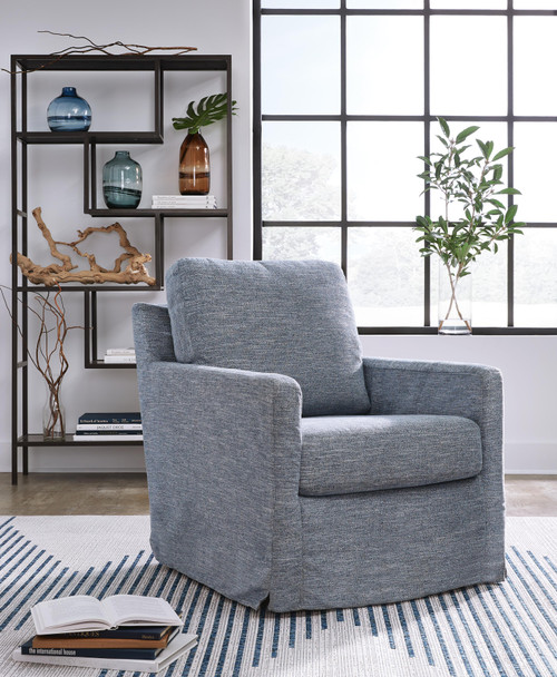 Ashley Nenana Next-Gen Nuvella Denim Swivel Glider Accent Chair