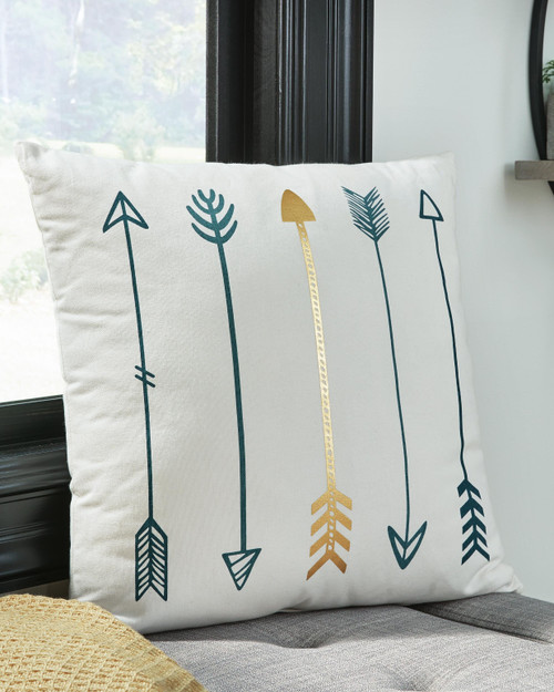 Ashley Gyldan White Teal Gold Pillow (Set of 4)