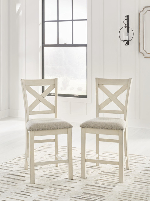 Ashley Robbinsdale Antique White Counter Height Barstool (Set of 2)