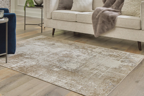 Ashley Grifflain Tan Brown Gray 5'1" x 7' Washable Rug