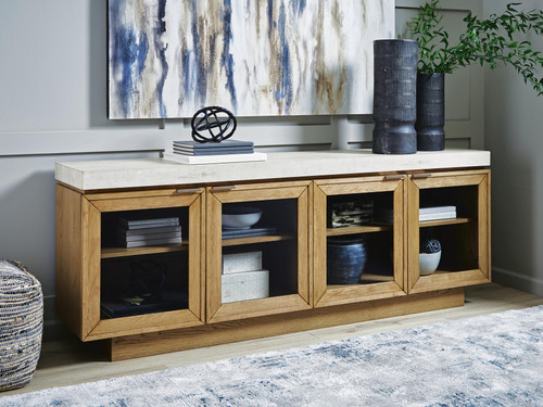 Ashley Adanworth Light Brown Gray Accent Cabinet