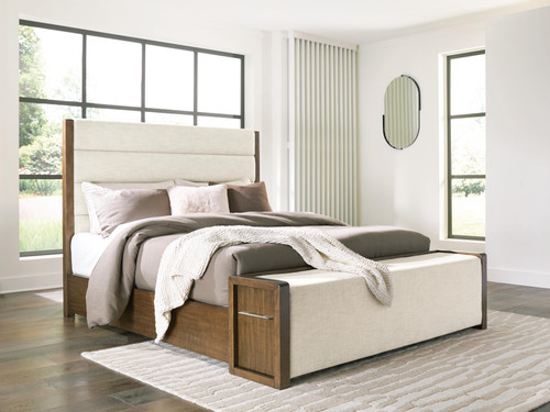 Benchcraft Marxmore Brown King Upholstered Storage Bed