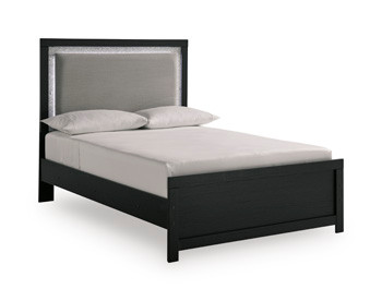 Ashley Raechalla Black Gray Full Upholstered Panel Headboard