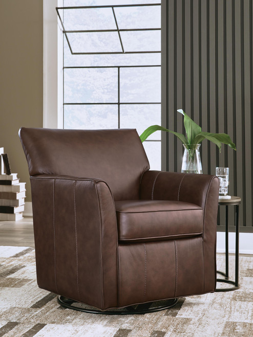 Ashley Braydunn Espresso Brown Swivel Glider Accent Chair