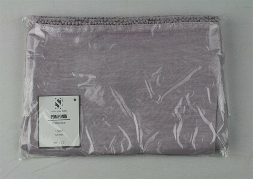 Saro Lifestyle Pomponin Collection Linen Table Runner – Lavender – 16”W x 72”L