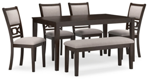 Ashley Langwest Brown Dining Table and 4 Chairs and Bench (Set of 6)