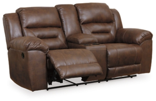 Ashley Stoneland Fossil Reclining Loveseat with Console