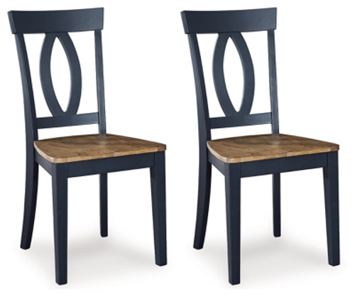 Ashley Landocken Brown Blue Dining Chair (Set of 2)