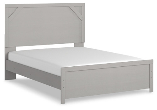 Ashley Cottonburg Light Gray White Queen Panel Bed