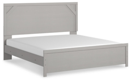 Ashley Cottonburg Light Gray / White King Panel Bed