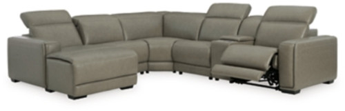 Ashley Correze Gray 6-Piece Power Reclining Sectional with LAF Recliner and RAF Chaise