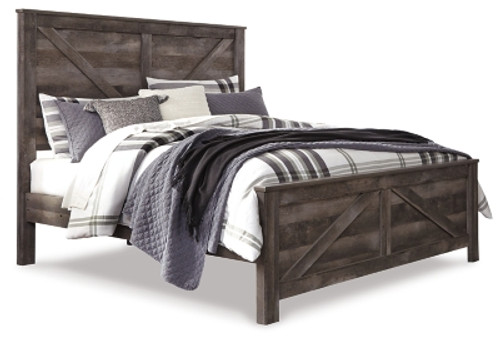 Ashley Wynnlow Gray King Crossbuck Panel Bed