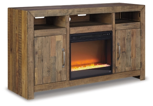 Ashley Sommerford Brown 62" TV Stand with Electric Fireplace