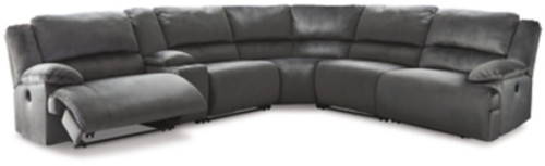 Ashley Clonmel Charcoal 6-Piece Power Reclining Sectional with LAF Recliner, 2 Armless Chairs, Console, Wedge and RAF Recliner